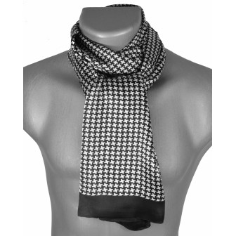 Foulard soie homme pied de poule noir