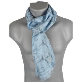 Echarpe homme en soie Vinci – Chevaux bleu