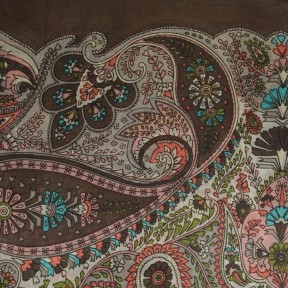 Carré en soie Palme marron-rose