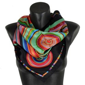 Carré soie cercles - noir