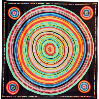 Carré soie cercles - noir