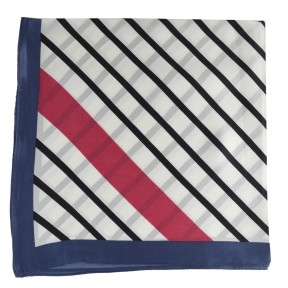 Petit carré en soie bleu blanc rose