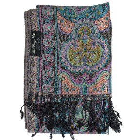 Pashmina en soie antique noire