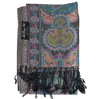Pashmina en soie antique noire