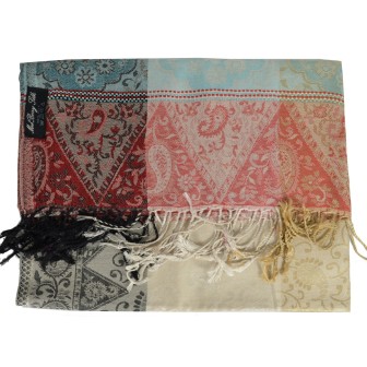 Pashmina en soie antique multicolore