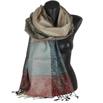 Pashmina en soie antique multicolore