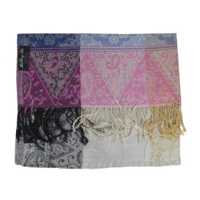 Pashmina en soie antique multicolore