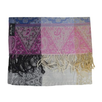 Pashmina en soie antique multicolore