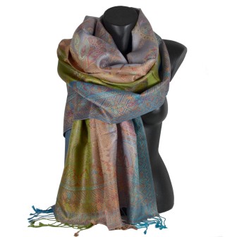 Pashmina en soie antique multicolore