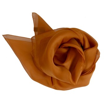 Carré en soie 88cm or foncé made in France