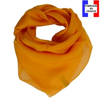 Carré en soie 65cm orange melon made in France