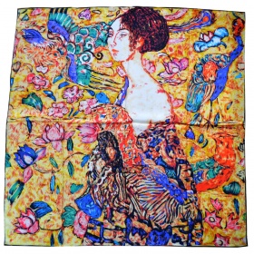 Carré de soie La dame à l'éventail Klimt