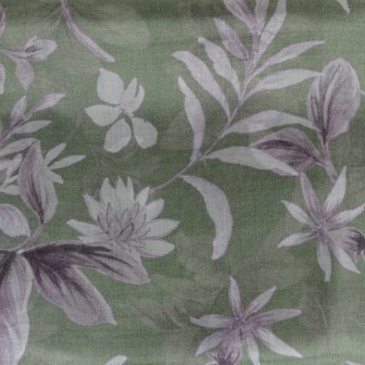 Etole en soie vert fleurs beiges