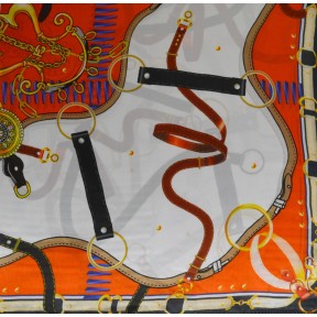 Carré soie 65cm orange et blanc