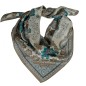 Carré soie 65cm beige et bleu