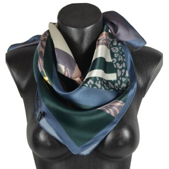 Carré soie 65cm bleu canard