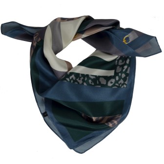 Carré soie 65cm bleu canard