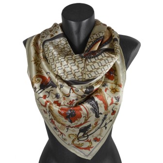 Carré soie 110cm beige