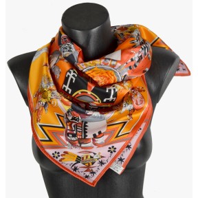 Foulard carré Indiens orange