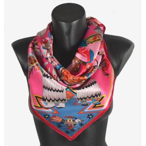Foulard carré Indiens rose