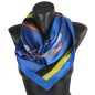 Foulard soie carré cheval bleu