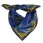 Carré soie 65cm bleu à pétales