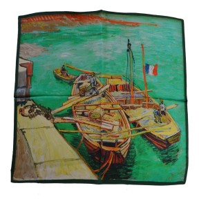Carré soie 65cm barques
