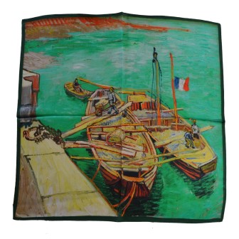 Carré soie 65cm barques
