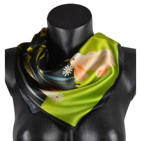 Petit carré en soie Lapin foret