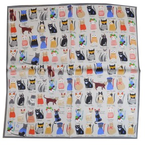 Petit carré en soie gris à chats