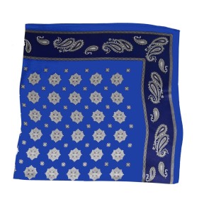 Petit carré en soie paisley bleu