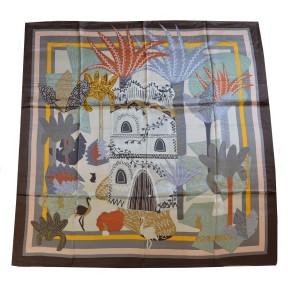 Carré soie 110cm palmiers