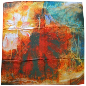 Carré soie 110cm fleurs