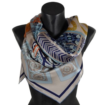 Carré soie 110cm abstrait gris