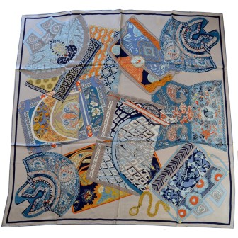 Carré soie 110cm abstrait gris