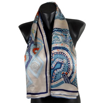 Carré soie 110cm abstrait gris