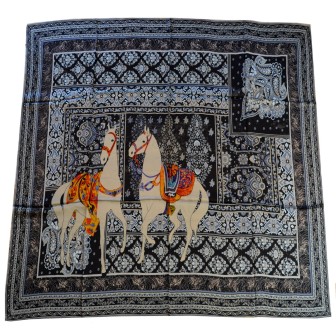Carré soie 110cm chevaux