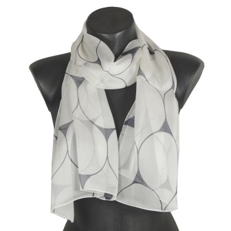 Echarpe en soie Dufy - Ecailles vs blanc