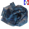Foulard soie Vision bleu made in France