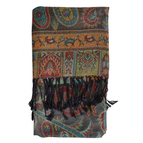 Pashmina en soie antique noir