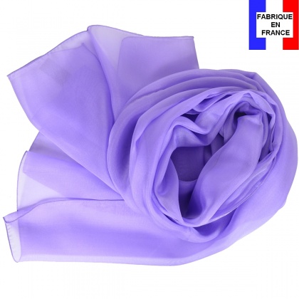 Foulard en soie mauve uni made in France