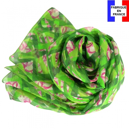 Foulard soie Losange vert pomme made in France