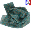 Foulard soie Fleuri vert made in France