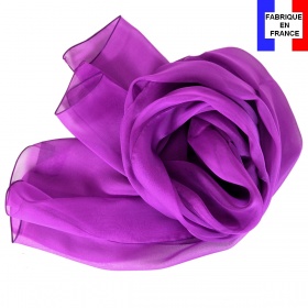 Foulard en soie magenta uni made in France