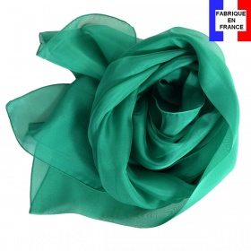 Foulard en soie émeraude uni made in France