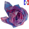 Grand carré soie Pivoine violet made in France