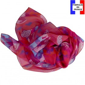 Grand carré soie Pivoine rouge made in France