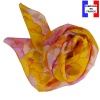 Grand carré soie Pivoine jaune made in France