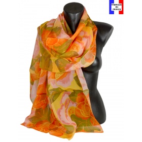 Etole soie Pivoine orange made in France