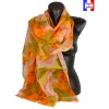 Etole soie Pivoine orange made in France